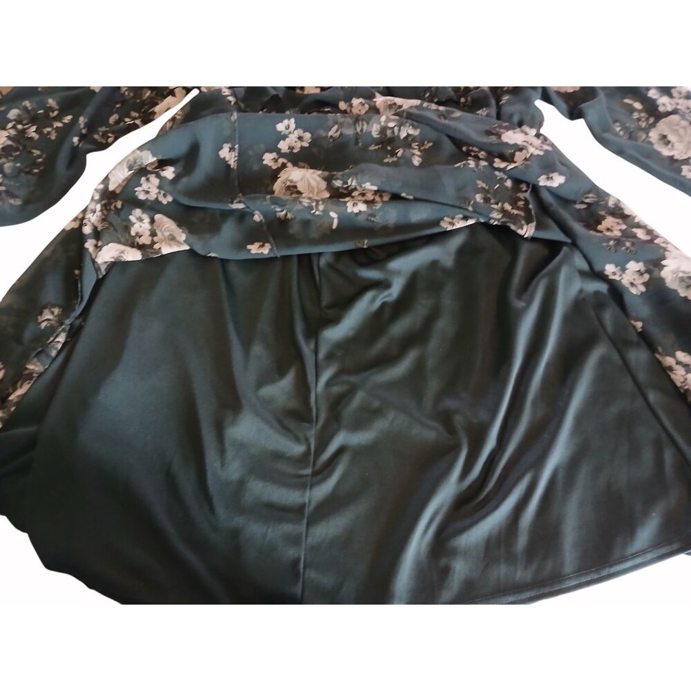 Torrid Womens Floral Off Shoulder Green Ruffled Chiffon Mini Dress Size 3 3X - Picture 9 of 11